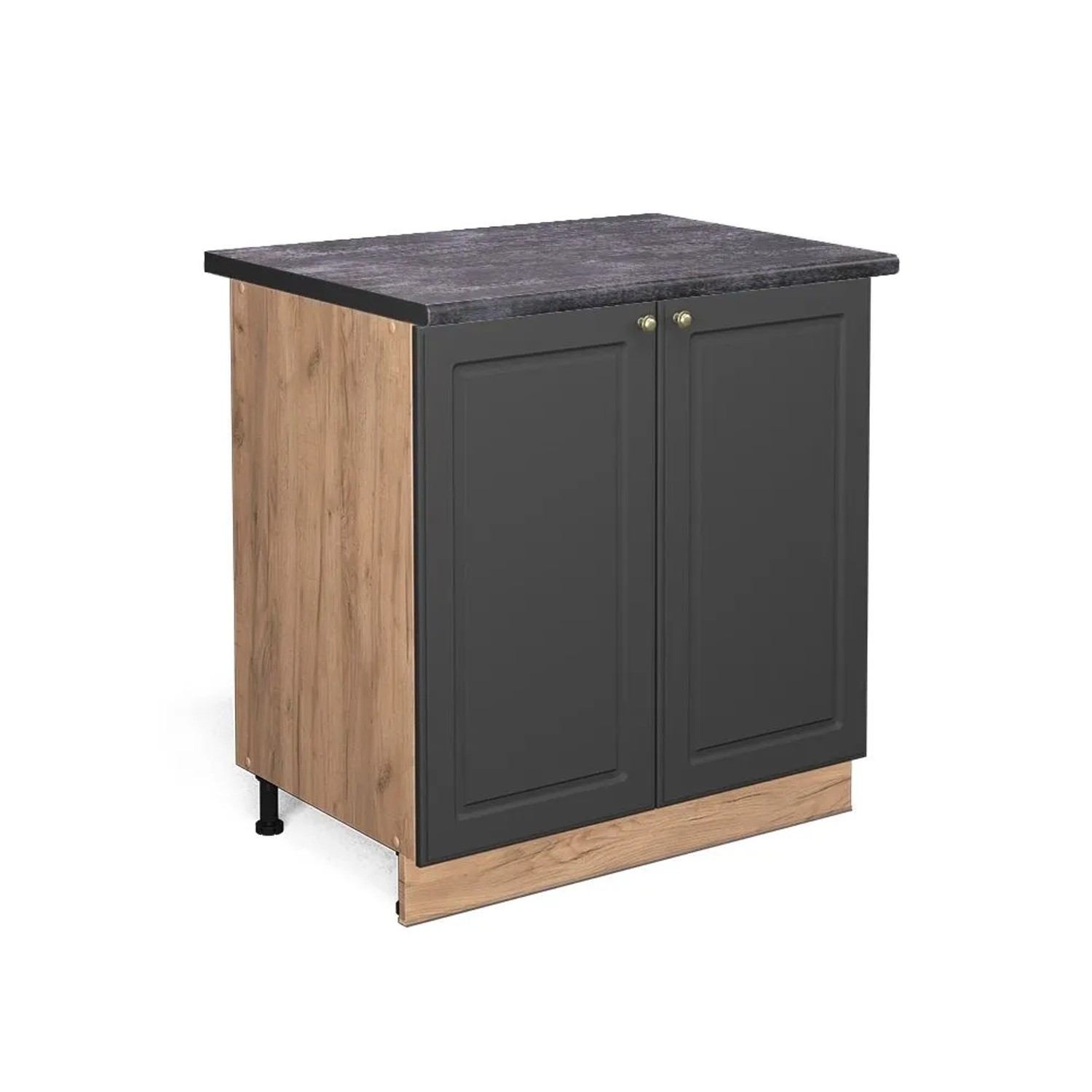 Vicco Küchenunterschrank Fame-Line Anthrazit-Gold 80 x 82 mit Regal AP Anthrazit