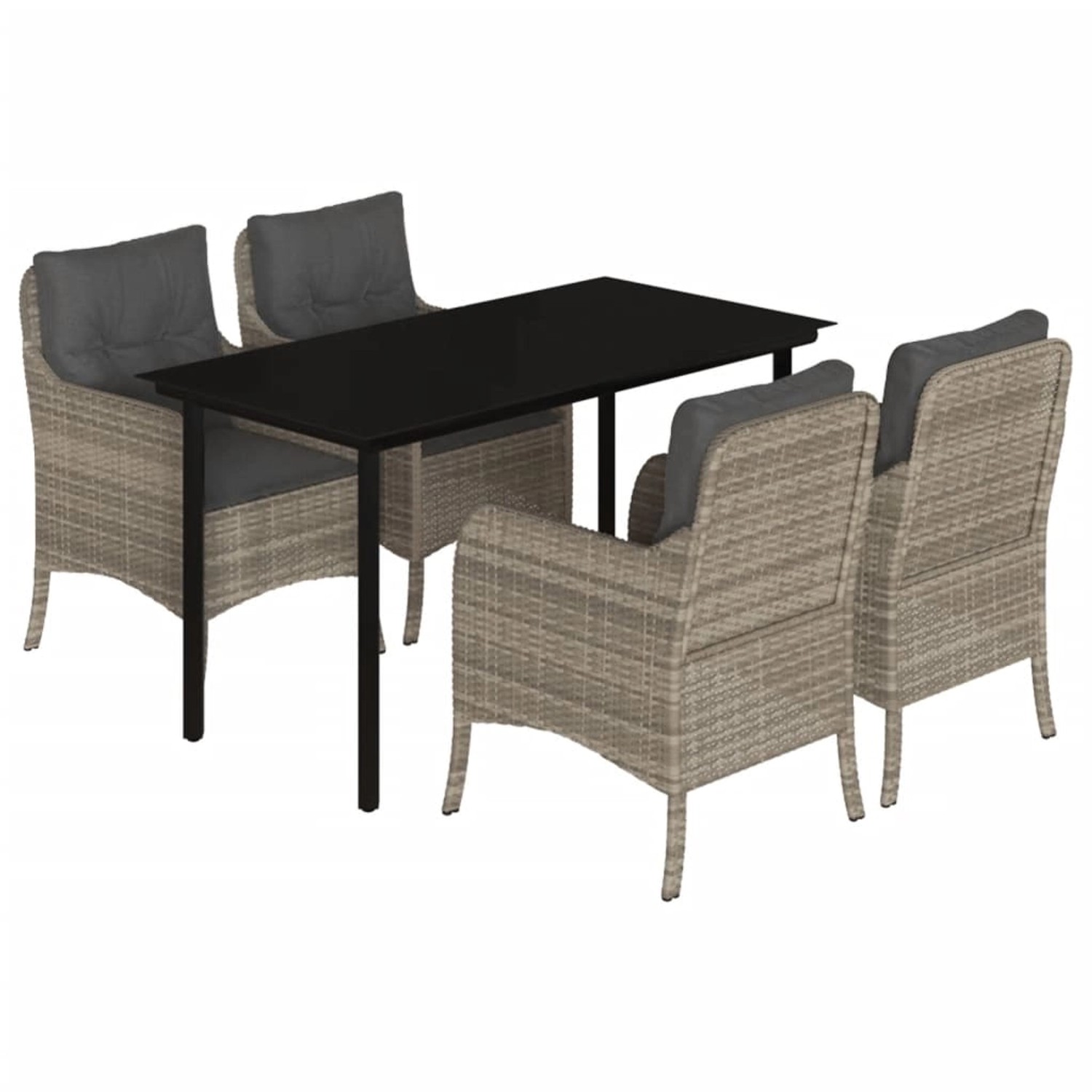 vidaXL 5-Tlg Garten-Essgruppe mit Kissen Hellgrau Poly Rattan 3211999 günstig online kaufen
