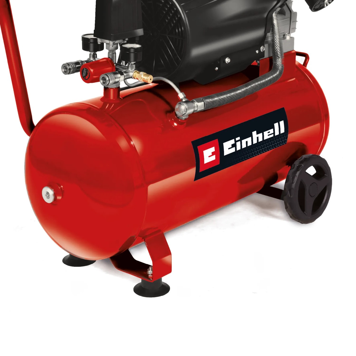 Einhell Kompressor TC-AC 420/50/10 V: Mobiler, roter Druckluftkompressor mit 50 l Kessel und Manometer.