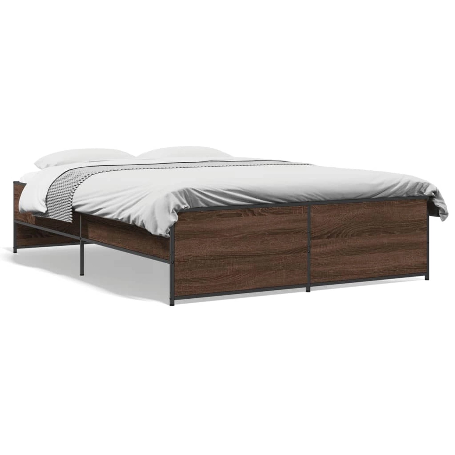 vidaXL Bettgestell Braun Eichen-Optik 120x190 cm Holzwerkstoff Metall 32799 günstig online kaufen