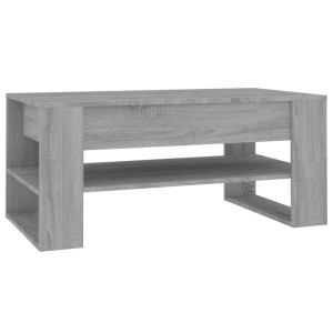 vidaXL Couchtisch Grau Sonoma, 102x55 cm, Holzwerkstoff mit Ablagefläche.