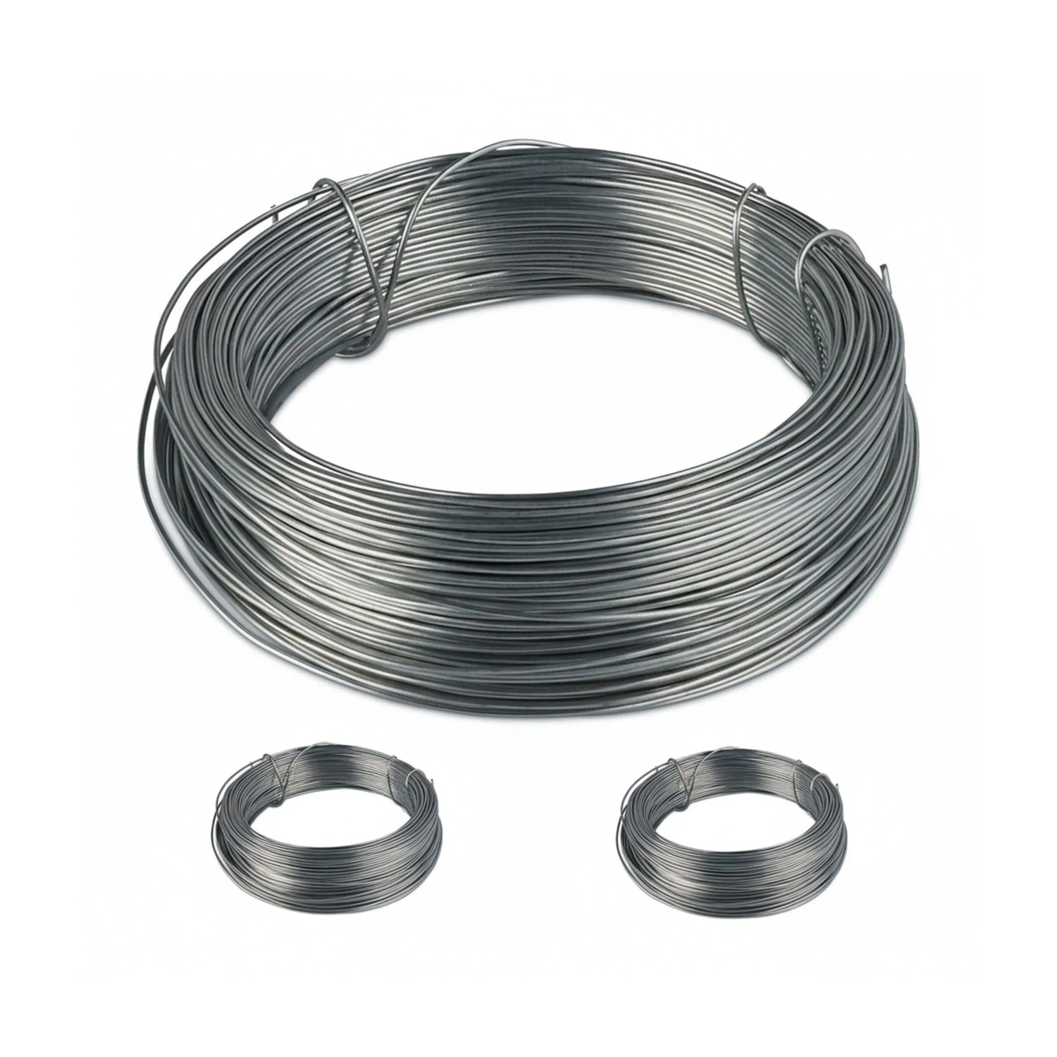 Relaxdays Bindedraht 3er Set Verzinkter Stahl Silber Biegsam 3 x 50 m