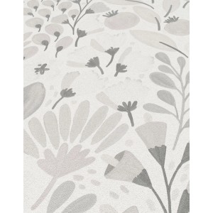 Erismann Vliestapete La Terrasse Jardin Poetique, graues florales Muster.