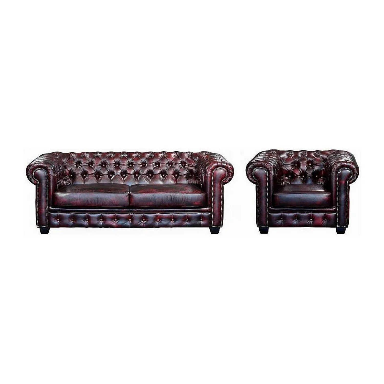 Vente-unique Couchgarnitur Mit Sessel Brenton Bordeaux 201 cm  105 cm