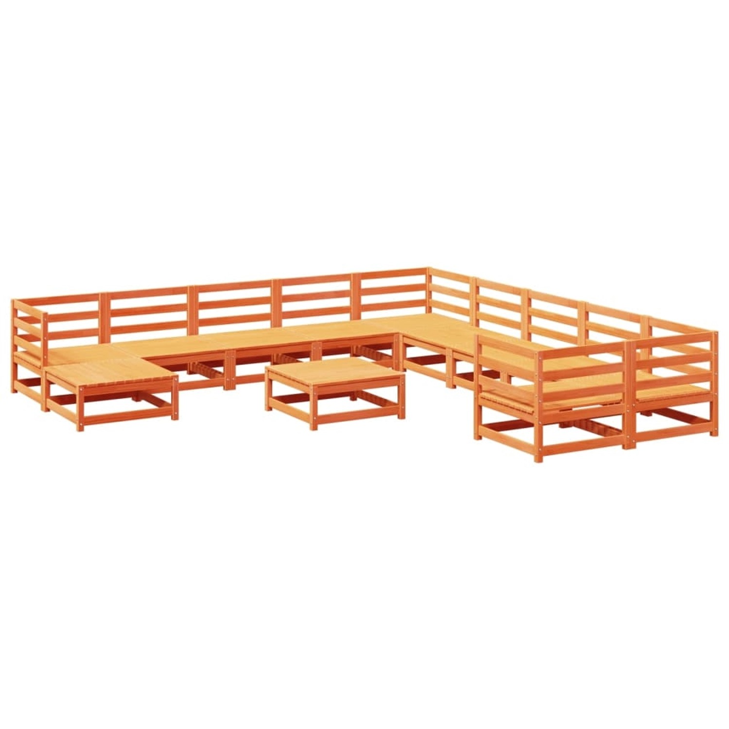 vidaXL 12-Tlg Garten-Sofagarnitur Wachsbraun Massivholz Kiefer 3299652 günstig online kaufen