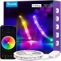 Govee RGBIC LED-Leuchtstreifen 5m (H618A) mit App-Steuerung, verschiedenen Farben und Zubehör.
