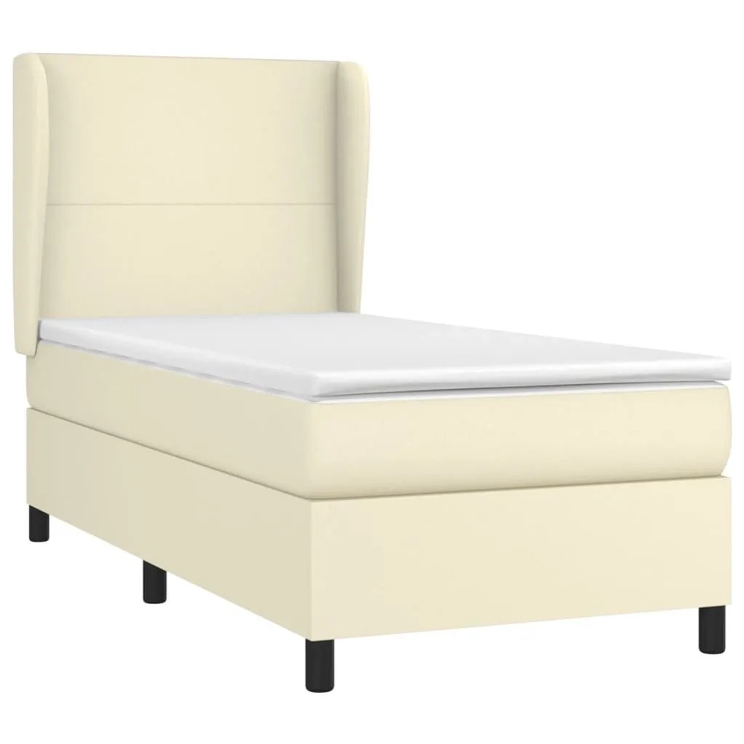 vidaXL Boxspringbett mit Matratze Creme 100x200 cm Kunstleder 3128897