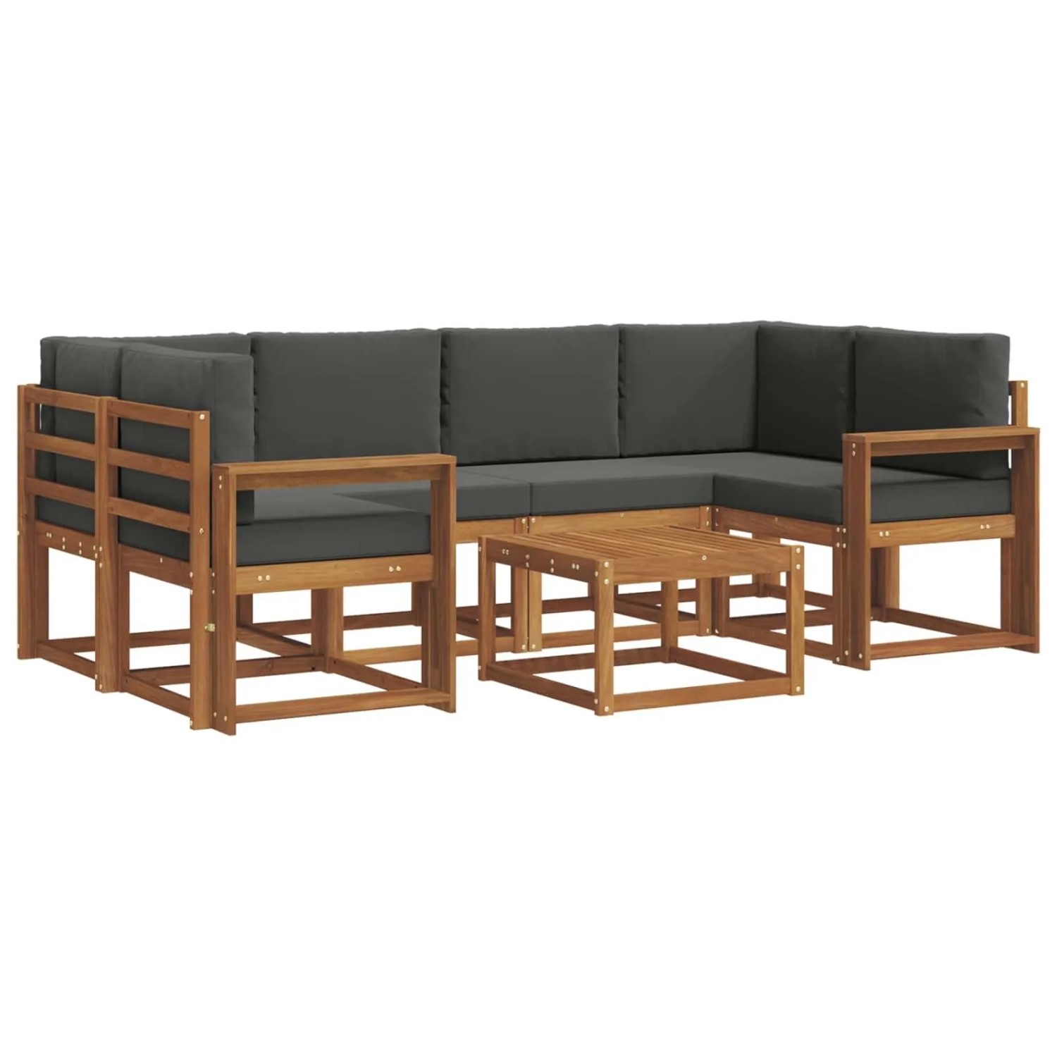 vidaXL Outdoor-Sofagarnitur mit Kissen 7-Tlg Natur und Anthrazit 3366085