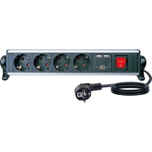 Schwaiger® 4-fach Steckdosenleiste mit USB und Tischbefestigung für Computer & Multimedia.
