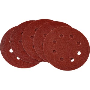 5er Set LUX Schleifauflagen für Exzenterschleifer, Ø 115mm, K240, gelocht.
