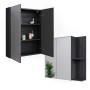 Vicco Badspiegelschrank Irma, anthrazit hochglanz, 80x75 cm, mit offenen Fächern und Spiegel.