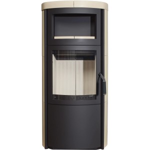 Hark Vito WW GT ECOplus Kaminofen, creme Ofenkacheln, 14 kW wasserführend