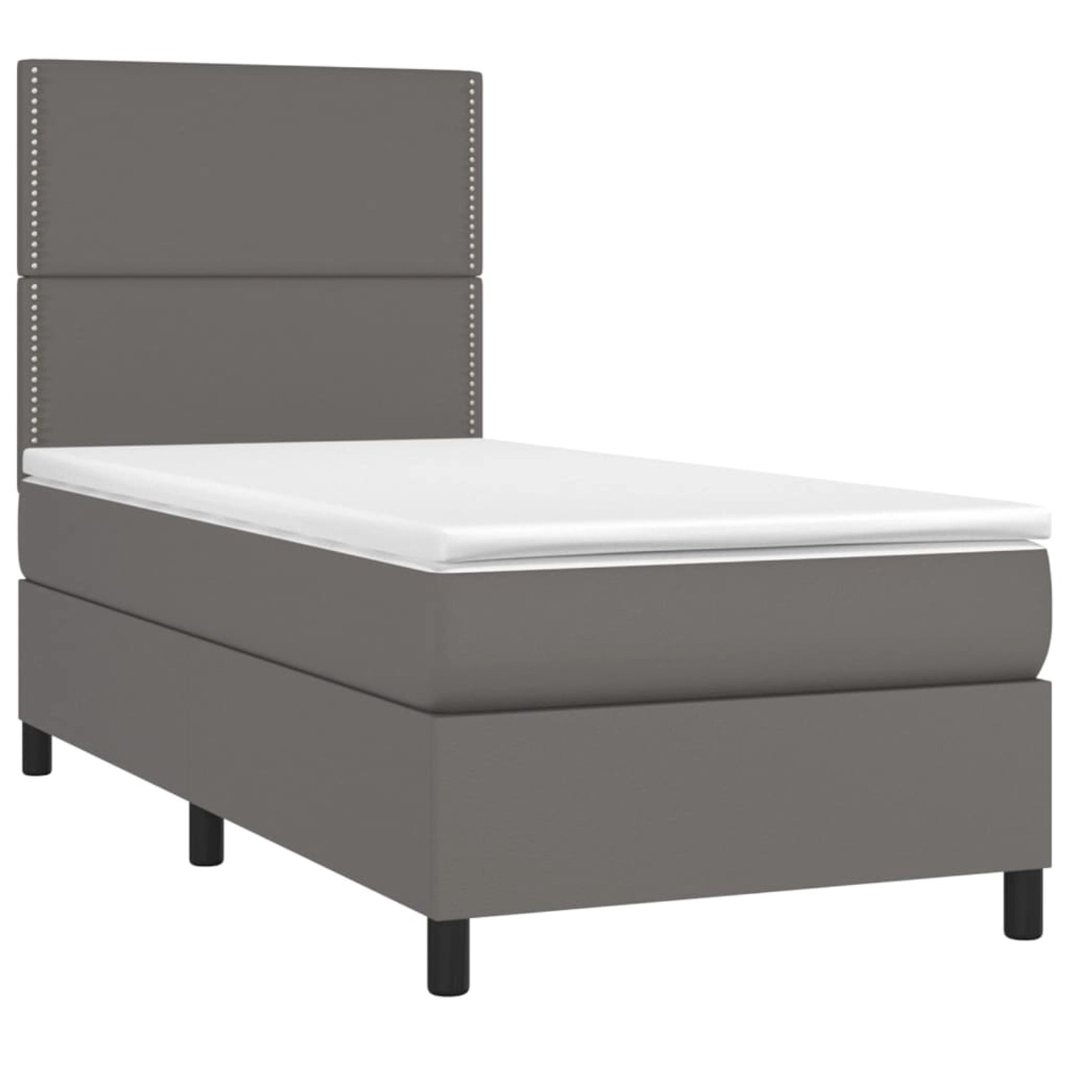 vidaXL Boxspringbett mit Matratze & LED Grau 90x190 cm Kunstleder 3135859 günstig online kaufen