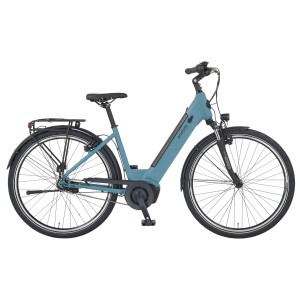 Prophete City E-Bike Geniesser 3.9, 28 Zoll, blau matt. Damen E-Bike mit Mittelmotor und Gepäckträger.
