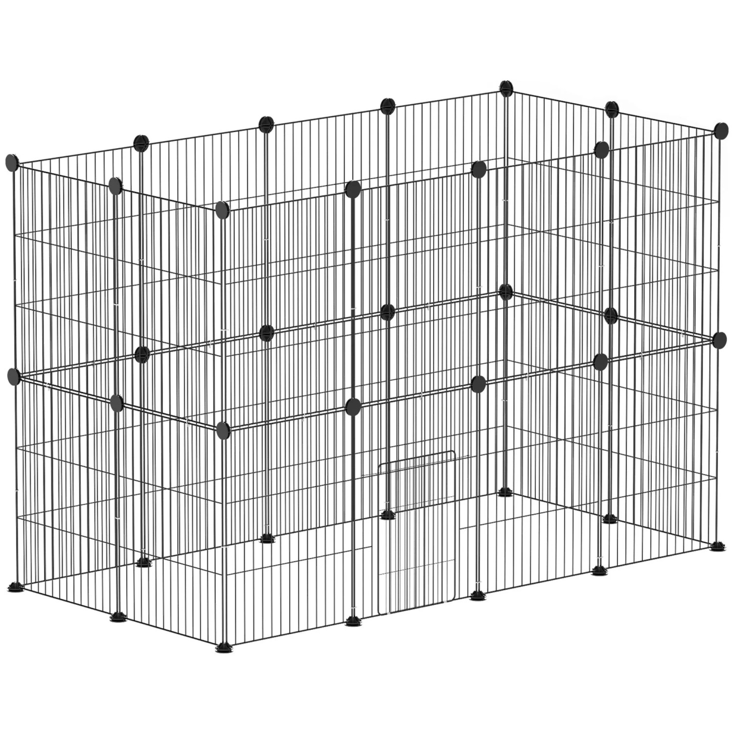 PawHut Kleintiergehege Meerschweinchen Gehege Stahl Schwarz 120L x 60B x 80H cm