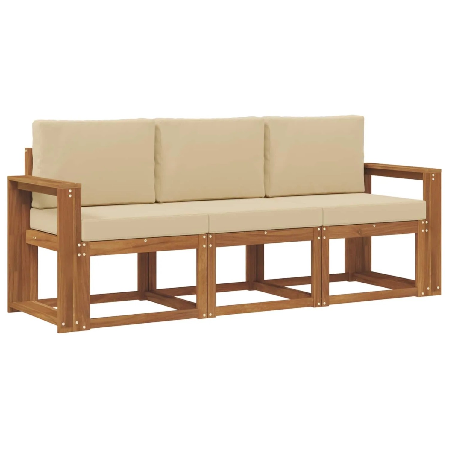 vidaXL Outdoor-Sofagarnitur mit Kissen 3 Stk Natur und Beige 3365946