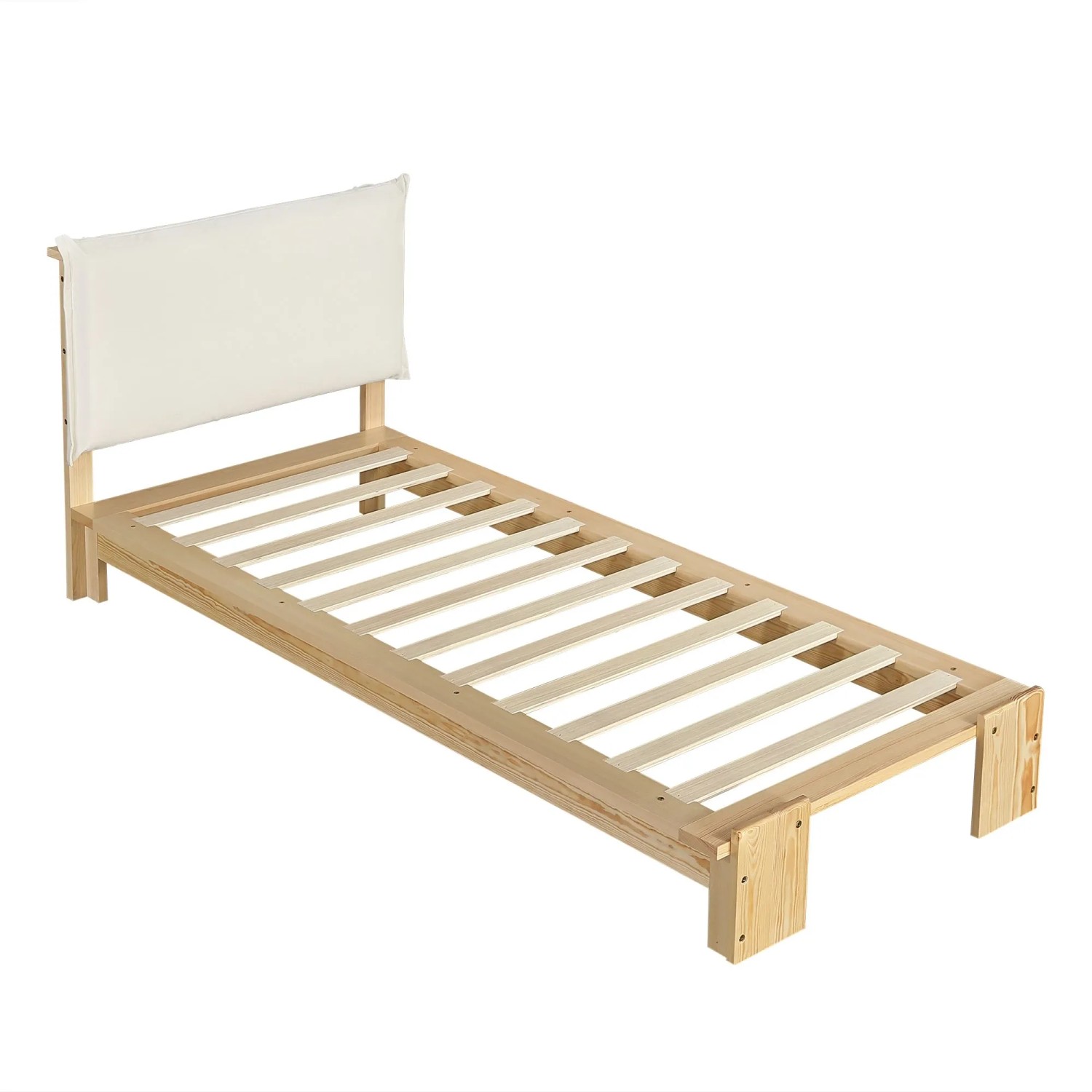 okwish Polsterbett 90x200cm mit Gepolstertem Kopfteil Kinderzimmer Natur ohne Matratze