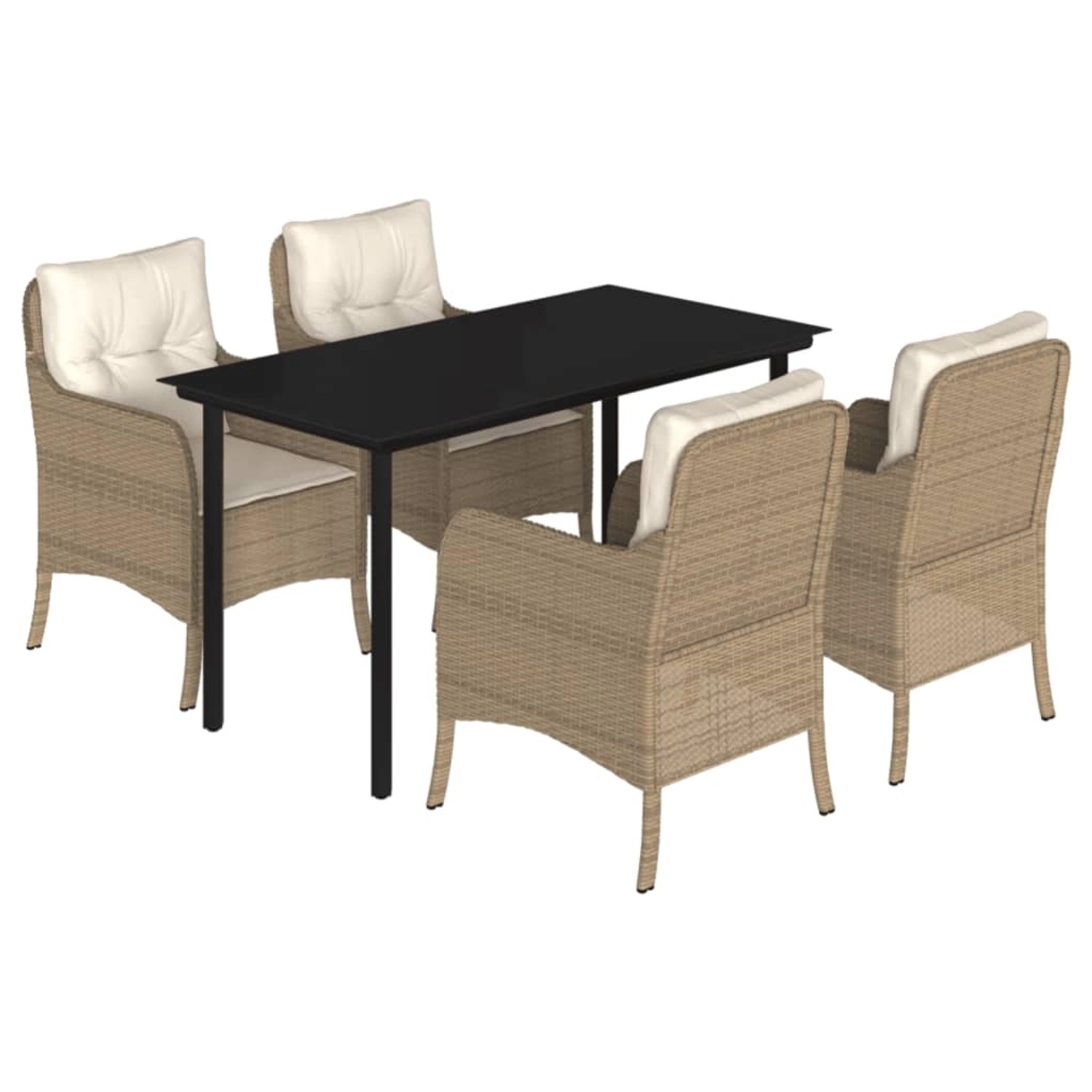 vidaXL 5-Tlg Garten-Essgruppe mit Kissen Beige Poly Rattan 3211971 günstig online kaufen