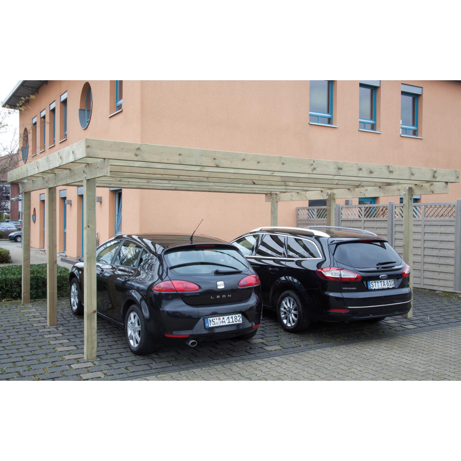 Doppel-Carport Baltrum 1 PVC Dacheindeckung KDI Grün günstig online kaufen