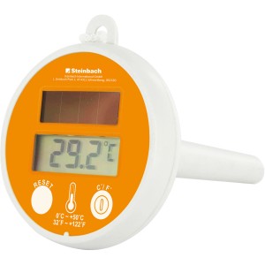 Schwimmendes Steinbach Digitalthermometer mit Solarpanel zur Pool Temperaturmessung.