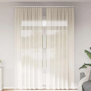 vidaXL Voile Vorhänge mit Stangentaschen 2 Stk Creme 4102180