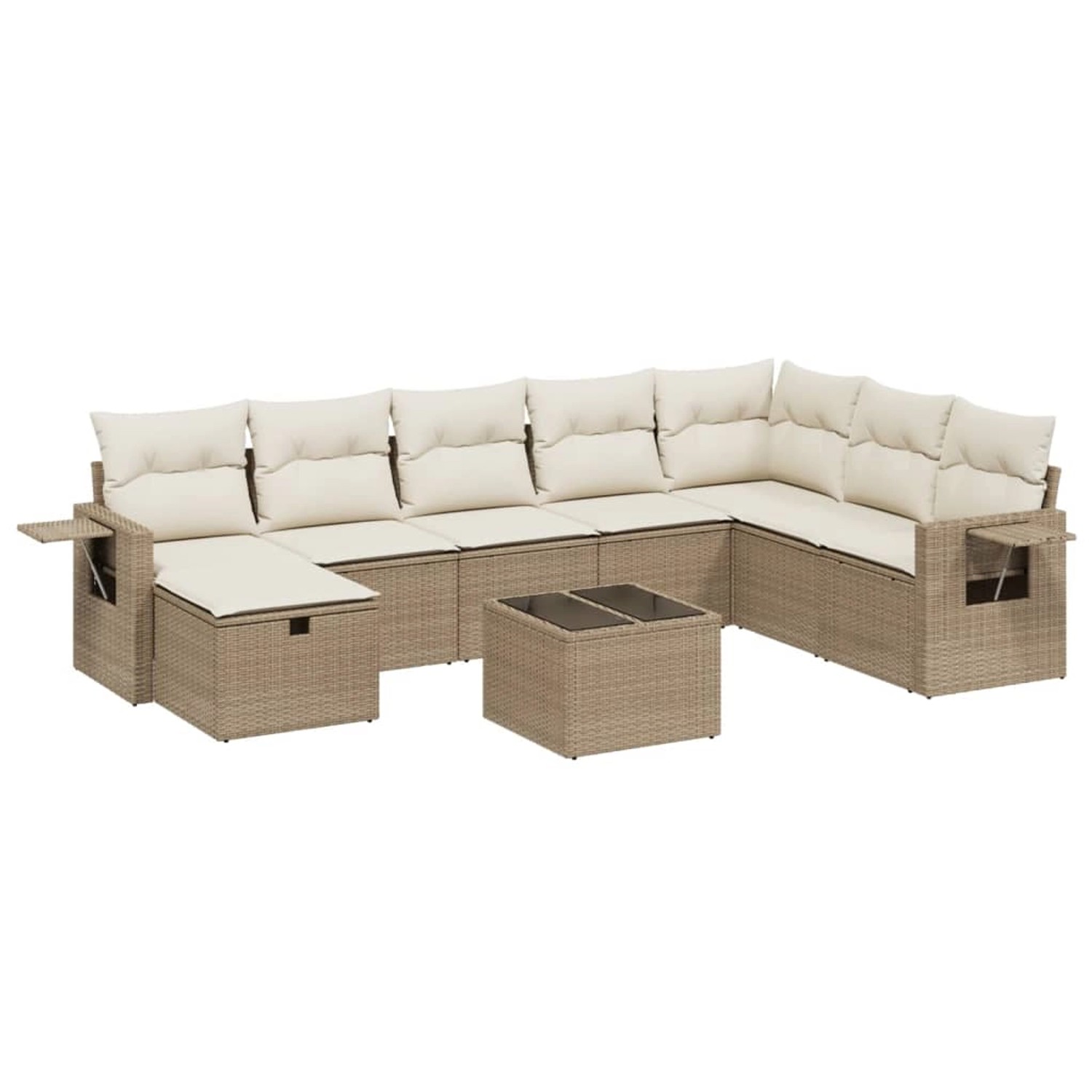 vidaXL 9-Tlg Garten-Sofagarnitur mit Kissen Beige Poly Rattan 3263904 günstig online kaufen