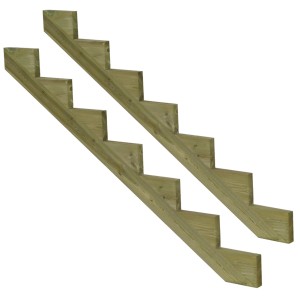 2er Set Vinuovo Treppenwange, 7 Stufen, KDI Holz, für Außentreppen. Gartentreppe bauen.