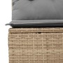 Detailaufnahme: Beige vidaXL Garten-Sofagarnitur aus Rattan mit grauen Kissen.