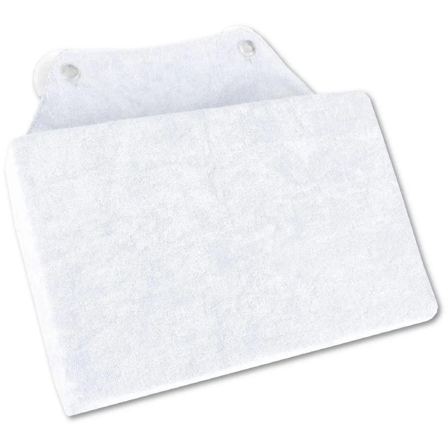 Weißes Badewannenkissen mit Saugnäpfen für entspanntes Baden.