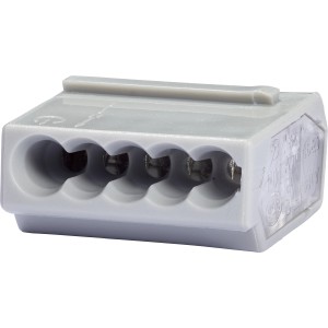 Graue 5-polige Steckklemme für Drähte Ø 0,75-1,5 mm, 50er-Pack.