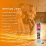 Weißer TroniTechnik Turmheizer mit Flammeneffekt, 2000W, im modernen Wohnraum.