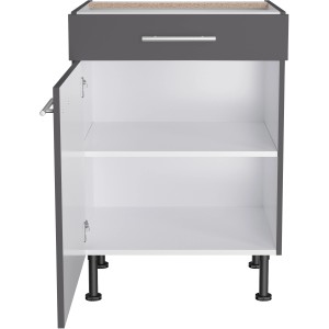 Optifit Unterschrank Ingvar420, 60cm, Anthrazit Matt mit Schublade und Tür.
