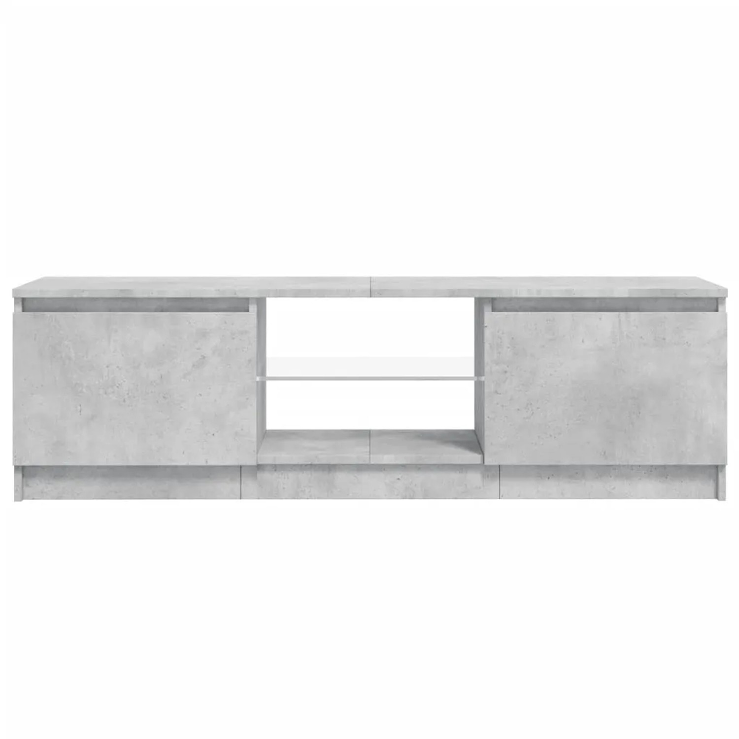 VidaXL TV-Schrank mit LED, Betongrau, 120 cm breit. Wohnwand-Element mit Fächern.