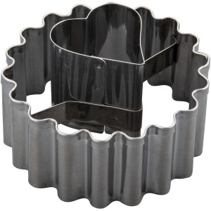 Zenker Ausstecher Linzer mit Herz, silberfarben, für Plätzchen mit Herz- und Mandelring-Motiv.