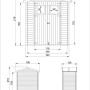 Technische Zeichnung: Timbela Gartenhaus M367+M367G, 1,98 m², mit Maßangaben.