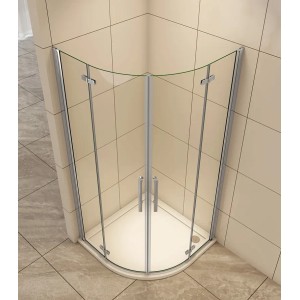 Duschparadies Duschkabine 90 x 90 cm Runddusche Höhe 195cm Viertelkreis Duschabtrennung 6mm Nano Glas Dusche Typ HQK