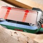 Bosch Bandschleifer PBS 75 AE Set mit Schleifband und Microfilter-System auf Holz.