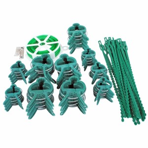 Jardinion Pflanzenclip Set, 61-teilig, grüne Rankhilfe mit Clips, Bindern und Draht.