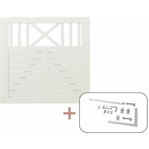 Weißes Nadelholz Gartentor Nostalgi, 100x95cm, inkl. Beschläge für romantische Gartengestaltung.