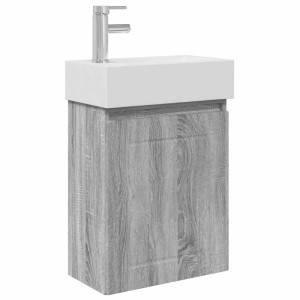 vidaXL Badezimmer Waschtischunterschrank mit Wasserhahn Grau Sonoma 889487