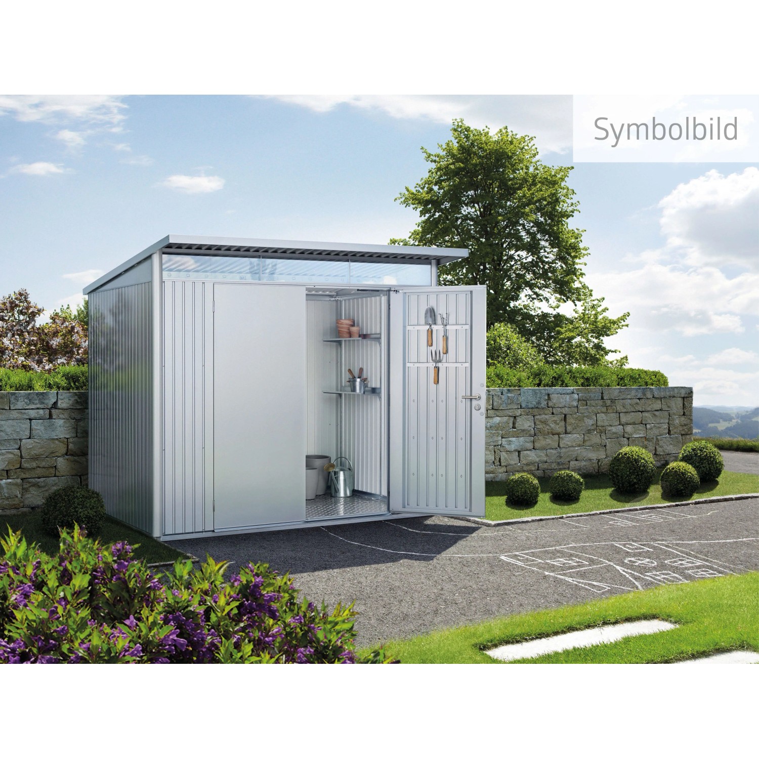 Biohort Metall-Gerätehaus AvantGarde Gr. A5 silber-metallic Standardtür