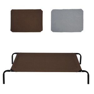 PawHut Hundebett, erhöht, mit braunem Bezug und grauem Ersatzbezug, 110x68x20 cm.