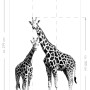 ESTAhome Fototapete mit zwei Giraffen in Schwarz-Weiß, ideal für Kinderzimmer.