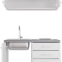 Flex-Well Miniküche Joelina, 100 cm, weiß matt/Beton Grau, mit Spüle, Kochfeld und Ober-/Unterschränken.