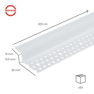 Protektor Schattenfugenprofil 50x 305 cm Weiß mit 12 mm Schattenfuge für Trockenbau