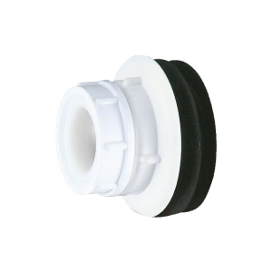 Weißer Delabie WC-Spülrohrverbinder D28/55mm mit Dichtung und Verschraubung für WC-Anschlussgarnituren.