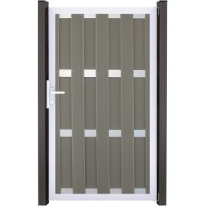 GroJa Fertigzaun Tor, hellgrau, 100x180 cm, DIN links, für Sichtschutzzaun.