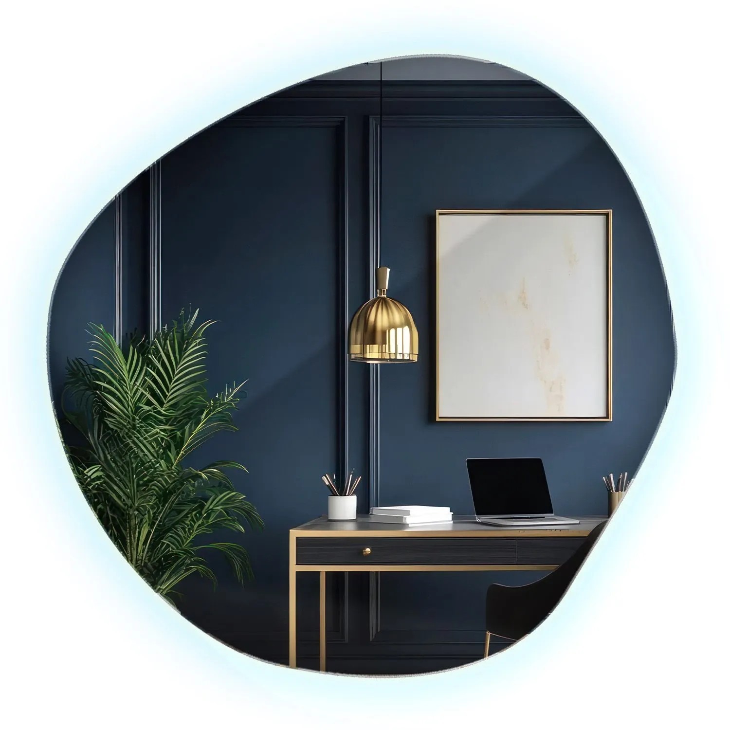 Wallfluent Spiegel Beleuchtet 95.7x96.5 cm Unregelmäßige Form Mit Kaltweiß 6500K Für Badezimmer Und Wohnzimmer