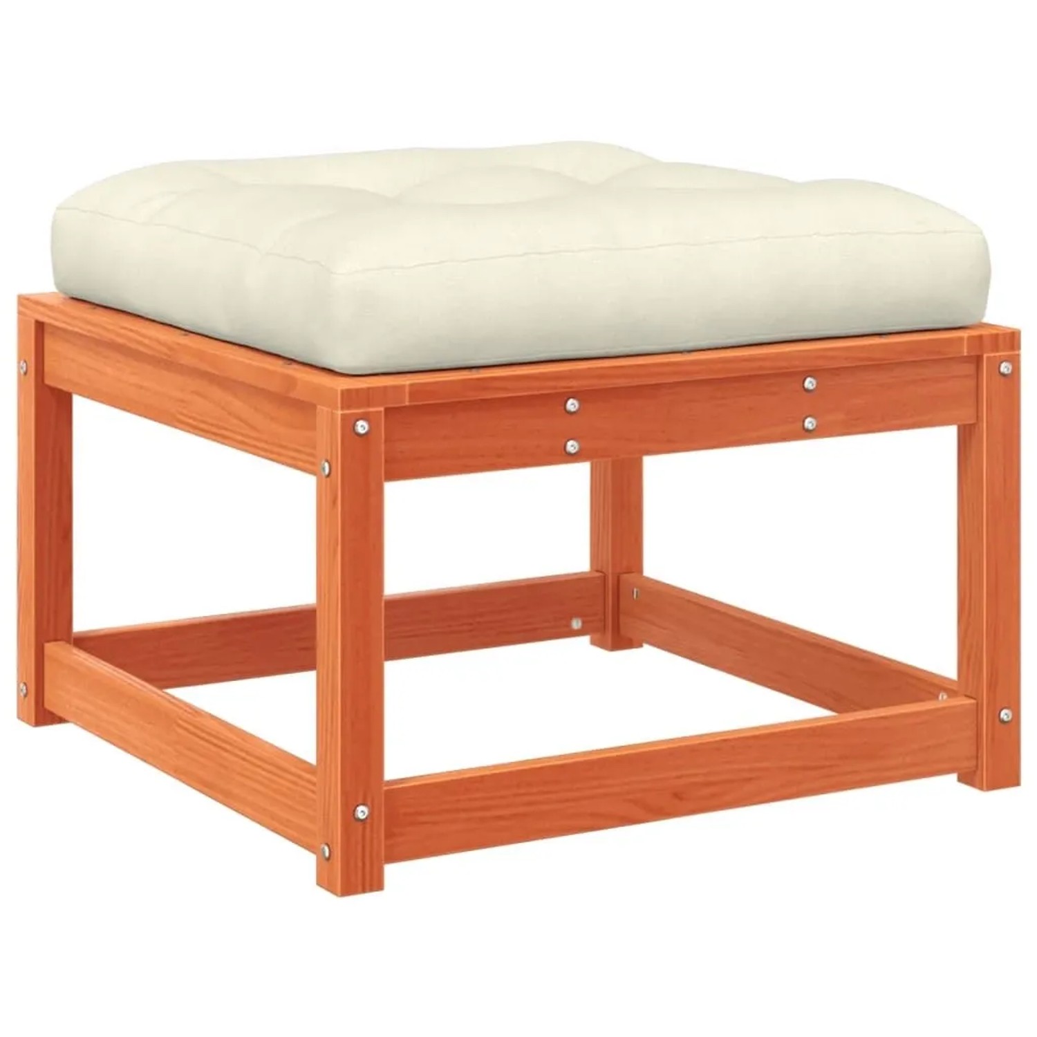 vidaXL Gartenhocker mit Kissen Wachsbraun Massivholz Kiefer 844701