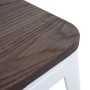 PROREGAL 4er-Set Barhocker Inkl. Holz-Sitzfläche Sitzhöhe 76cm Metall Industriedesign Stapelbar Weiß Barstuhl Tresenhocker_5